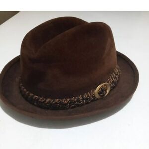 Men Sovereign Stetson Fedora Felt Fur Buckle Brown Royal Vintage RARE 7 1/8